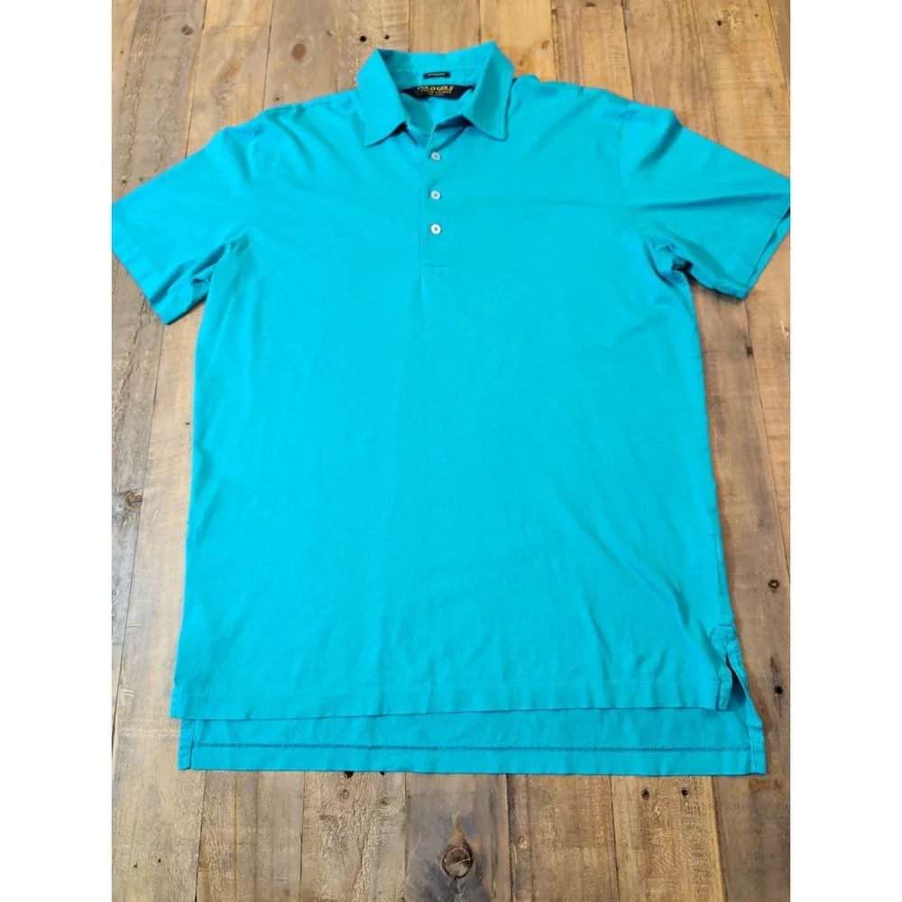 Ralph Lauren Shirt Mens Medium Blue Polo Golf Vintage Lisle 100% Pima Cotton